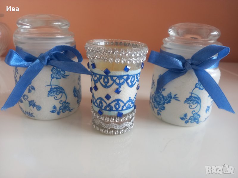 Комплект ръчно декорирани бурканчета за подправки с декупаж, снимка 1