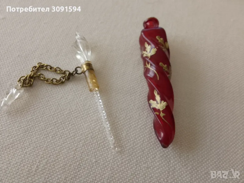  Античен флакон за парфюм, императорска Русия , стъкло,емайлкристал емаил , снимка 1