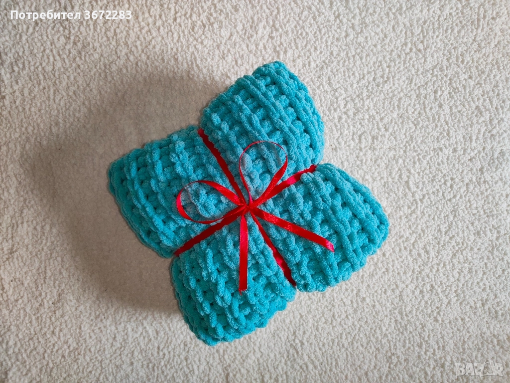 Ръчно плетено одеяло. Изработва се в цвят и размер по избор., снимка 1