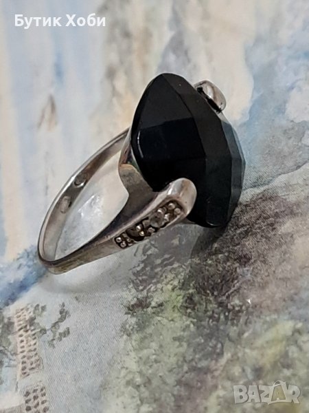 Винтидж сребърен пръстен с черен оникс , снимка 1