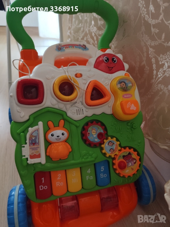 Играчка за прохождане Moni Toys - Baby Piano, зелена, снимка 1