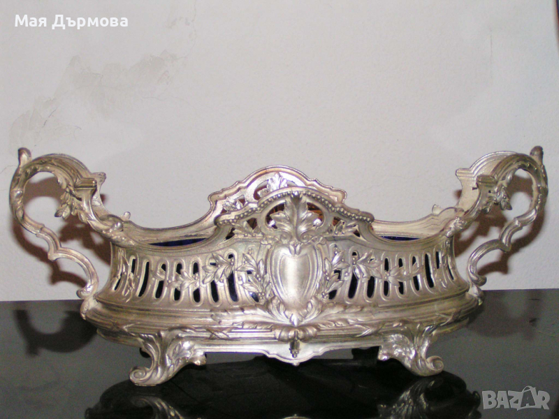 Старинна посребрена жарданиера - Франция, снимка 1