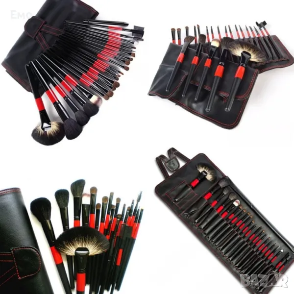 Промоция: Комплект от 22 четки за грим в разгъваща се чантичка от естествена кожа  HZS83, снимка 1