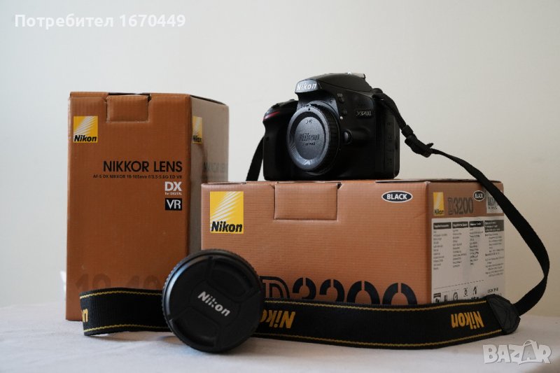 Фотоапарат DSLR Nikon D3200 + обектив Nikkor 18-105, снимка 1