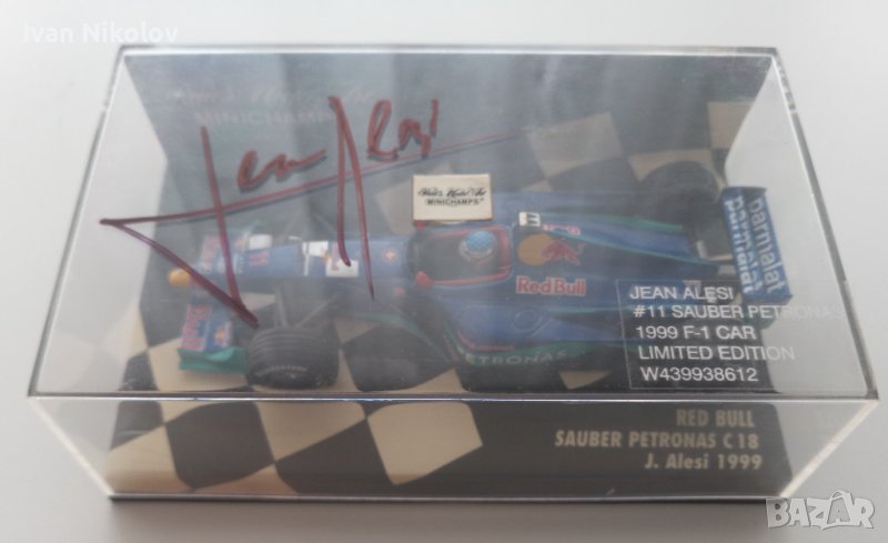 1/43 Red Bull Sauber Petronas C18 – Jean Alesi(1999) с автограф на Алези, снимка 1