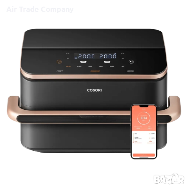 Фритюрник с горещ въздух Cosori Dual Blaze TwinFry Еър фрайър CAF-TF101S, 10L, снимка 1
