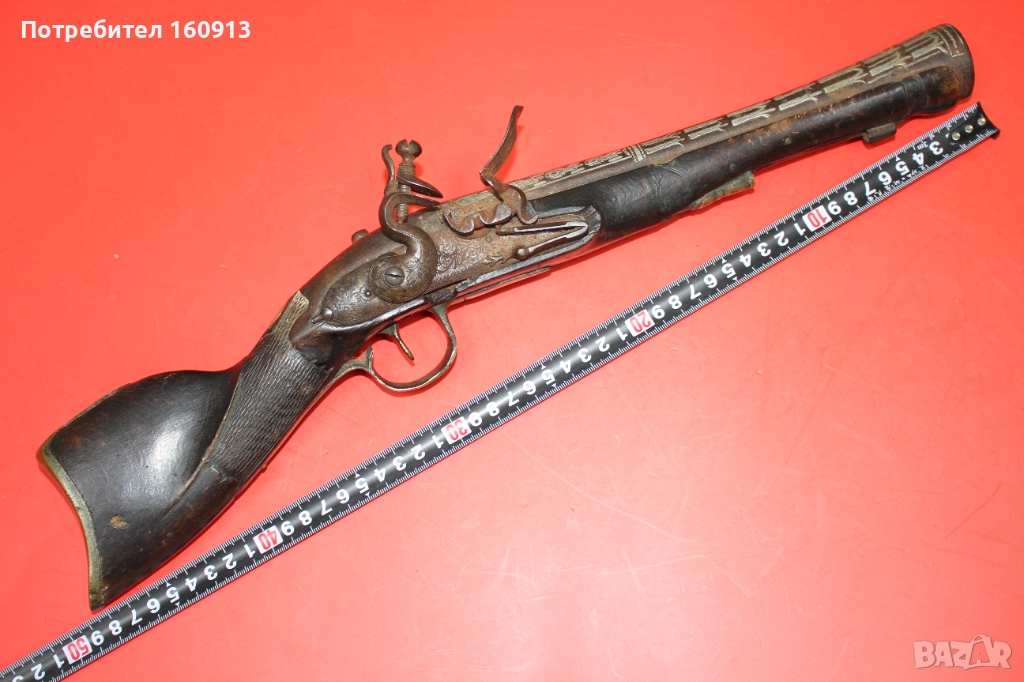 Стар кремъчен тромбон тромблон пушка кремъклия пистолет османски балкански., снимка 1