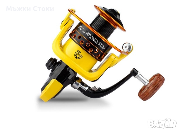 Жълта Рибарска Макара за Дънен Риболов 12 лагера Модел 2, снимка 1