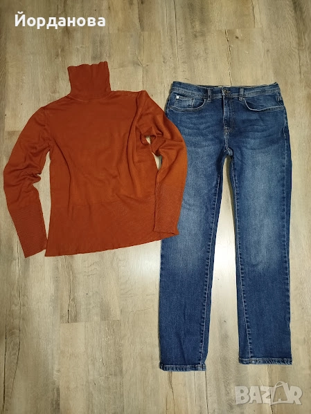 Дънки с висока талия и поло, снимка 1