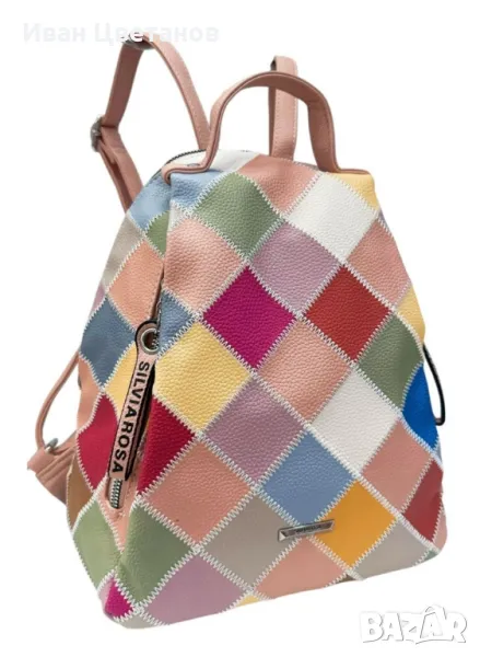 Модерна цветна дамска раница от еко материал, снимка 1