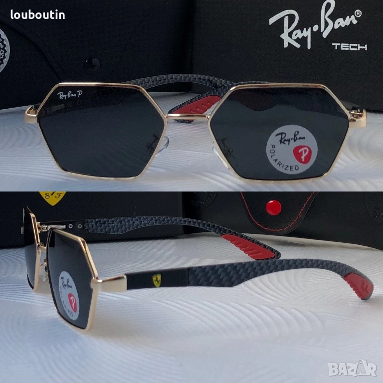 Ray Ban Ferrari мъжки слънчеви очила осмоъгълни с поляризация, снимка 1