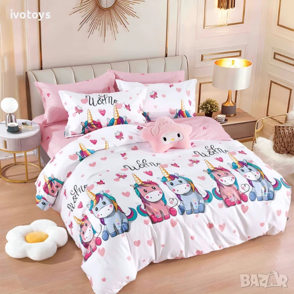 Двулицево спално бельо с ластик, 6 части - Модел WS17330, снимка 1