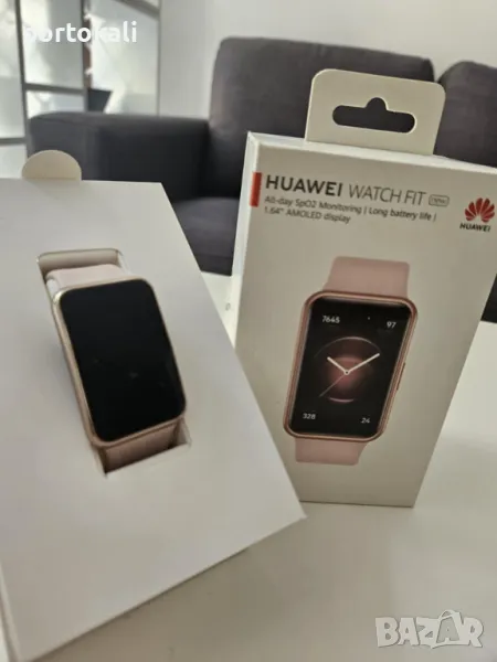 Huawei Watch Fit смарт часовник Smartwatch розов пълен комплект супер състояние, снимка 1