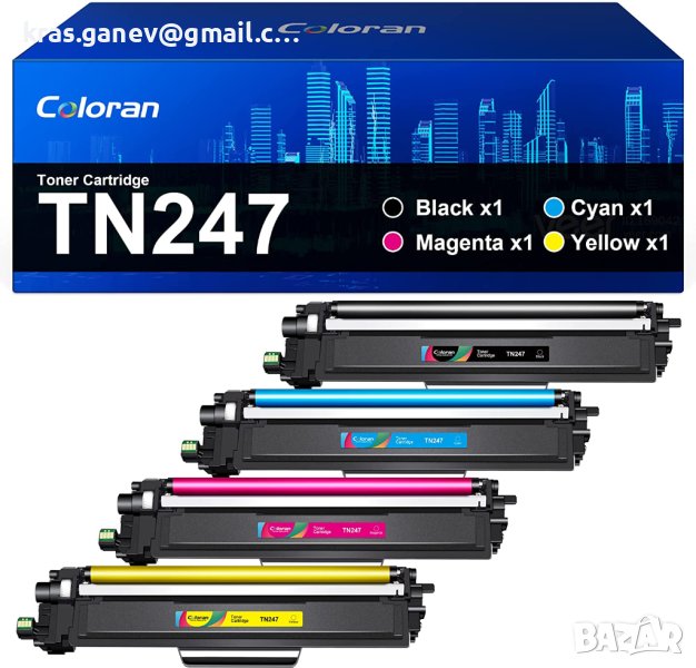 TN-243CMYK TN-247 Тонер, съвместим за Brother TN243 TN247 TN 243 247 243cmyk, снимка 1