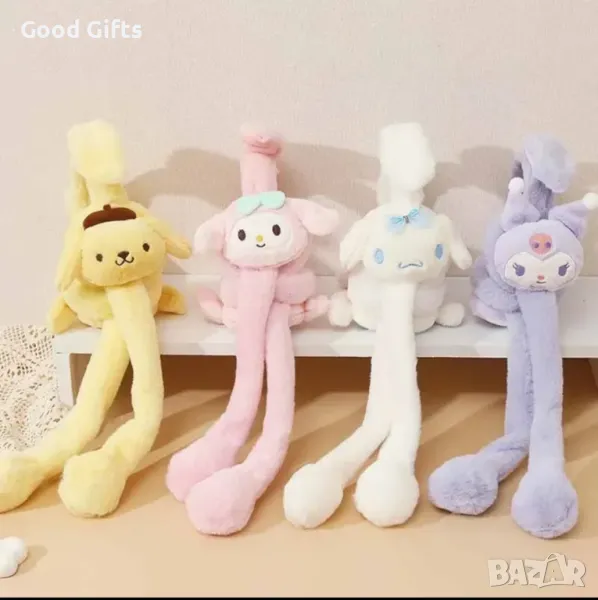 Плюшени светещи ушанки с мърдащи уши Hello Kitty Kuromi, Kitty Melody, снимка 1