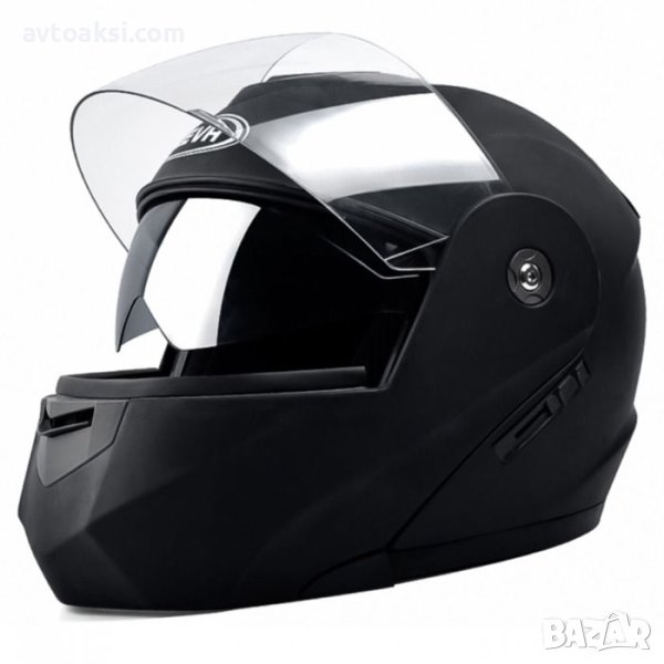 Каска за мотор модуларна Каска Шлем С Очила И Визьор Черен Мат 72037, снимка 1