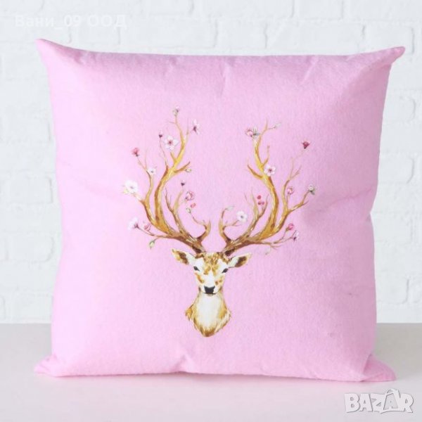 Розова Деко възглавница с елен, снимка 1