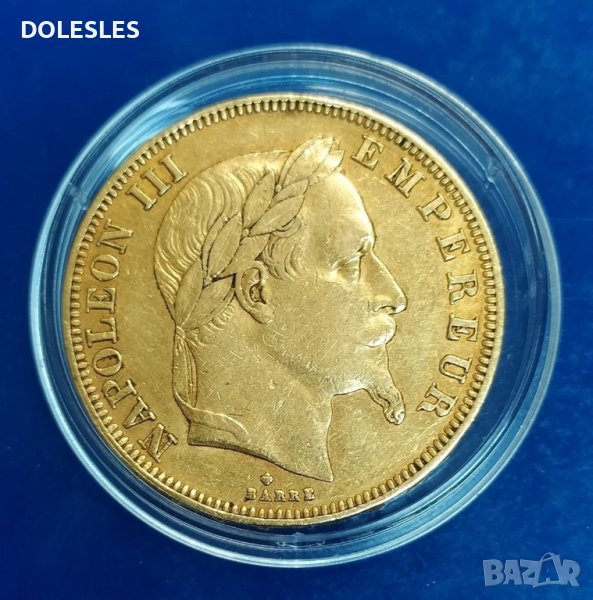 Златна монета 50 франка 1862 г RRR, снимка 1