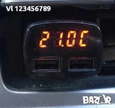 Автомобилен дигитален волтметър/термометър , тестер/ USB зарядно, снимка 1