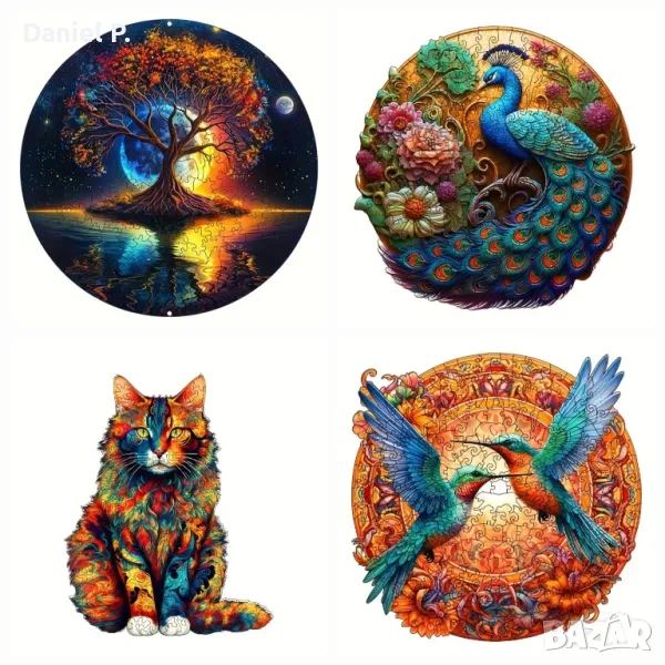 Красиви дървени пъзели различни видове интересни части с форми на животни., снимка 1