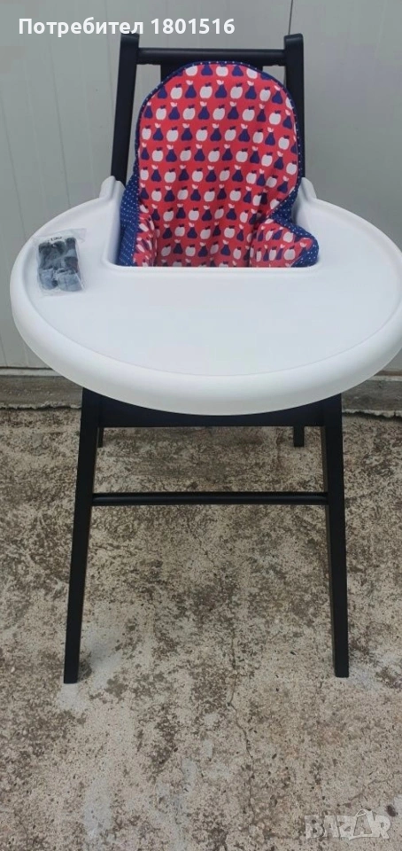 Нов дървен стол за хранене с табла, снимка 1