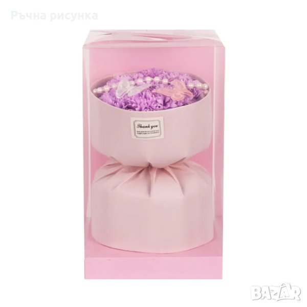 Луксозен букет от вечни цветя с декорация в подаръчна кутия., снимка 1
