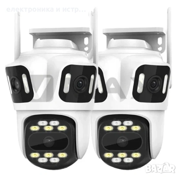 2 броя тройна камера с три обектива за външен монтаж - ICsee 9MP, снимка 1