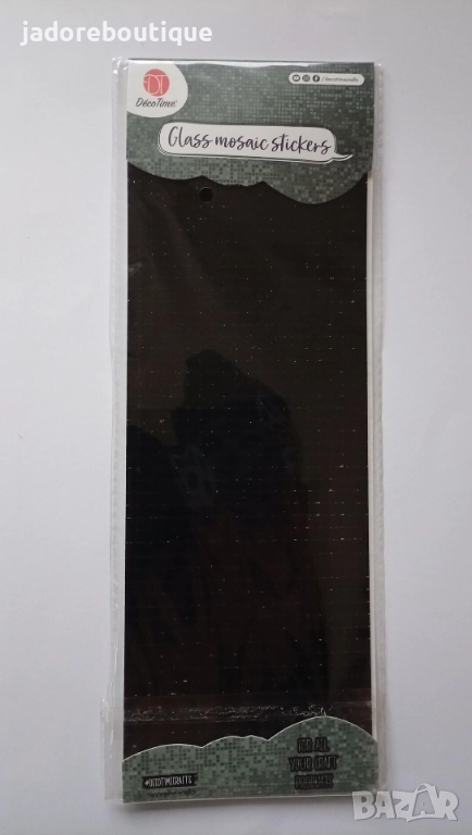 Самозалепваща се стъклена мозайка за декорация - черна, снимка 1