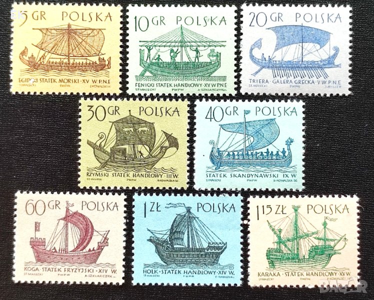 Полша, 1965 г. - пълна серия чисти марки, кораби, 4*3, снимка 1