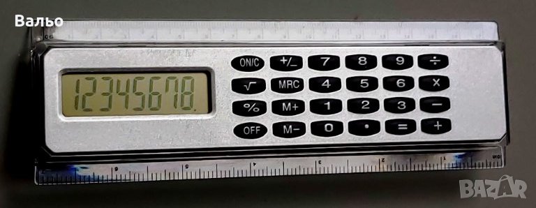 Настолен калкулатор с 2 линийки в инчове и в сантиметри, снимка 1