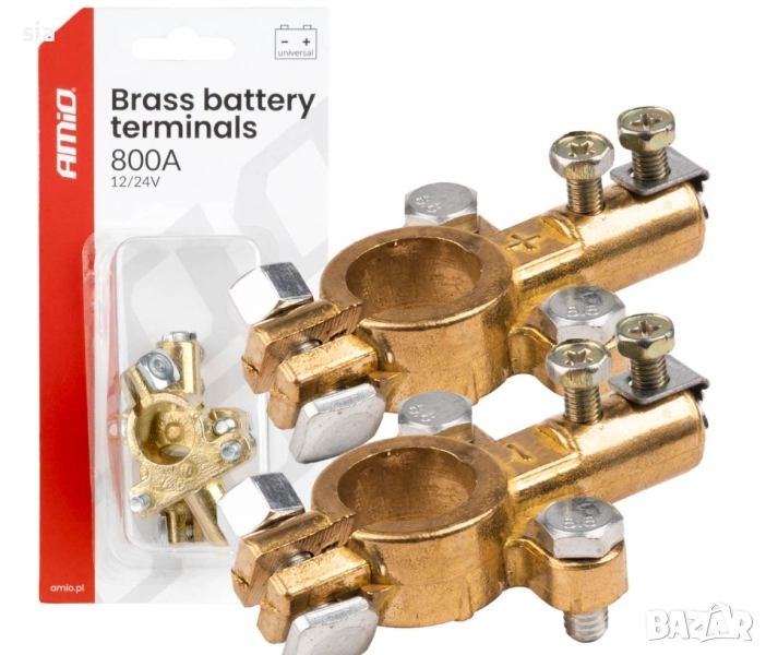 Месингови клеми за акумулатор 800AMP, 2 бр., снимка 1