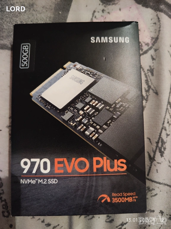 SSD 500GB Samsung 970 EVO Plus M.2 2280 PCIe 3.0 NVMe - Чисто нов!, снимка 1
