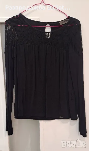 Numph дамска блуза черна с дантела, снимка 1