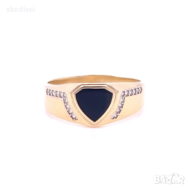 Златен мъжки пръстен 3,34гр. размер:66 14кр. проба:585 модел:34883-1, снимка 1