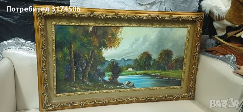 Картина рисувана на платно голяма автограф , снимка 1