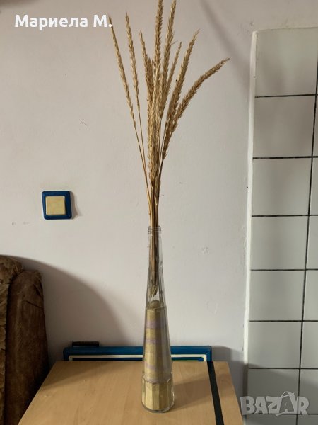 Минималистична ваза с цветя и пясък, снимка 1