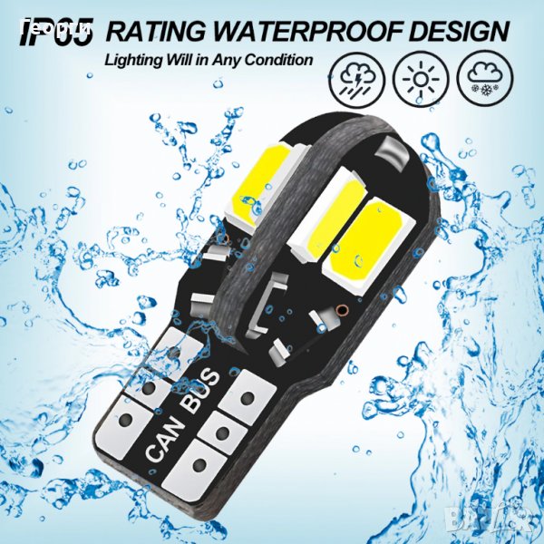 Автомобилни Т10 W5W Лед LED Крушки 8 броя 5730 чипа SMD 194 168 5W5, снимка 1