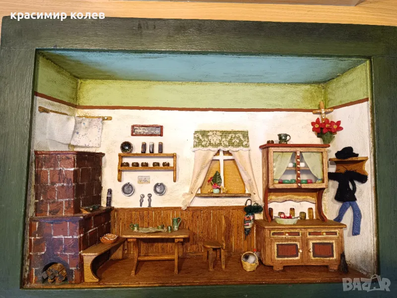 стара немска пластична живопис с миниатюри, снимка 1