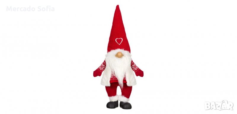 Коледна декоративна фигурка, Гном с Червена плетена шапка , снимка 1