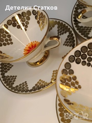 Винтидж немски порцеланов сервиз 3 двойни сета за кафе или чай, снимка 3 - Чаши - 52976654