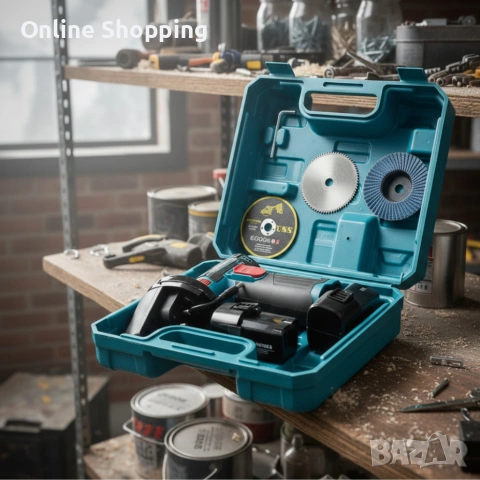 Мини ъглошлайф KraftRoyal 24V 6Ah с безчетков мотор и 2 батерии за бързо и прецизно рязане, снимка 2 - Ъглошлайфи - 53336021