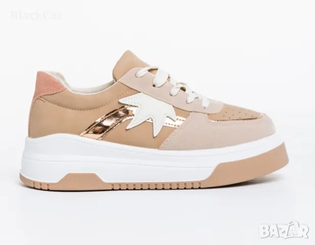 Дамски Спортни Обувки В Бежов Цвят, снимка 3 - Кецове - 47857444