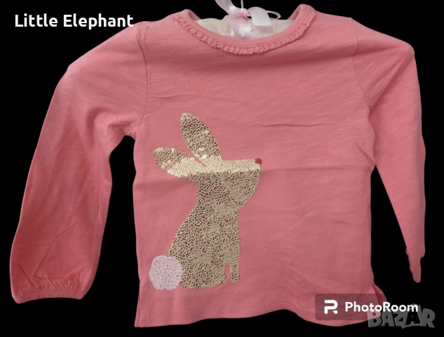Блузка с дълъг ръкав за 2-3 год мом зайче от пайетки,колекция"Animals",Англия/нова