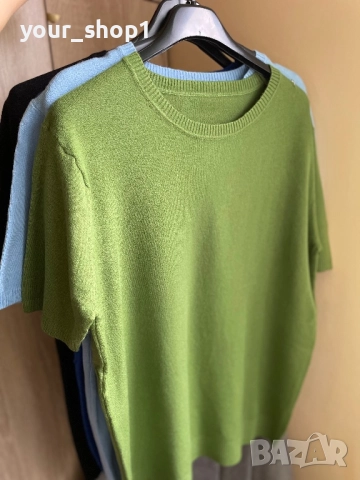 6 цвята дамска блуза с къс ръкав финно машинно плетиво големи размери , снимка 4 - Блузи с дълъг ръкав и пуловери - 51840203