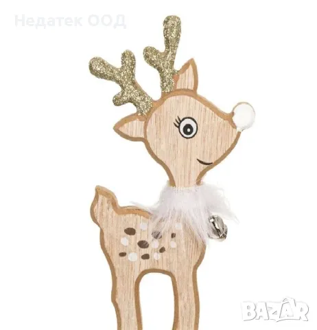 Коледна, Декоративна, Украса, Еленче, Шампанско, 15 см, снимка 2 - Декорация за дома - 48149919