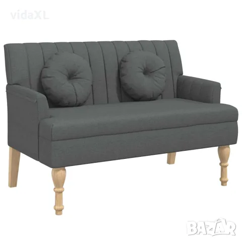 vidaXL Пейка с възглавници, тъмносиво, 113x64,5x75,5 см, плат