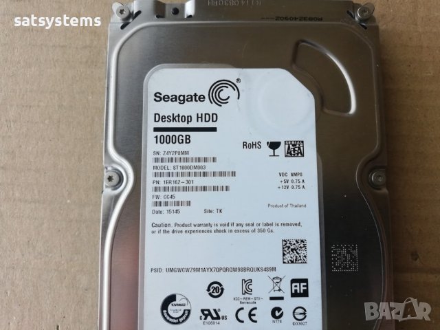 Хард диск Seagate Barracuda Desktop HDD ST1000DM003 1000GB SATA 6.0Gb/s, снимка 2 - Твърди дискове - 40113305