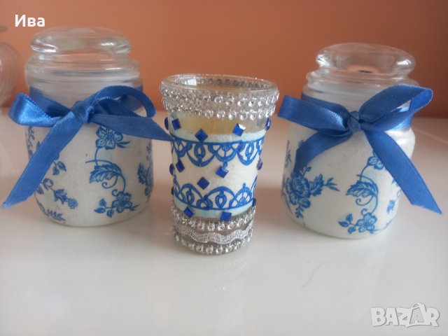 Комплект ръчно декорирани бурканчета за подправки с декупаж