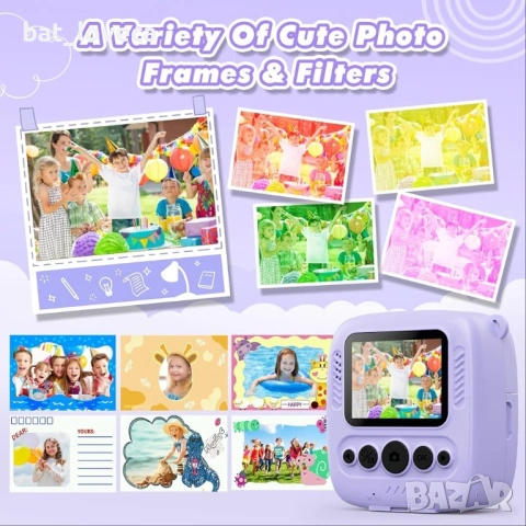 Нов Детски Дигитален Фотоапарат за Моментални Снимки, снимка 5 - Електрически играчки - 53760100