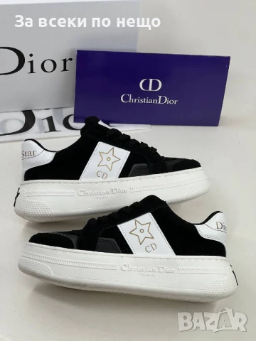 Christian Dior Дамски Черни Маратонки С Бяла Подметка 👟Дамски Спортни Обувки Кристиан Диор Код E643, снимка 2 - Маратонки - 51004063